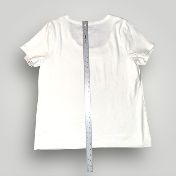 NWT TALBOTS RIBBED SCOOP NECK TEE Plus 2X White - Picture 13 of 14